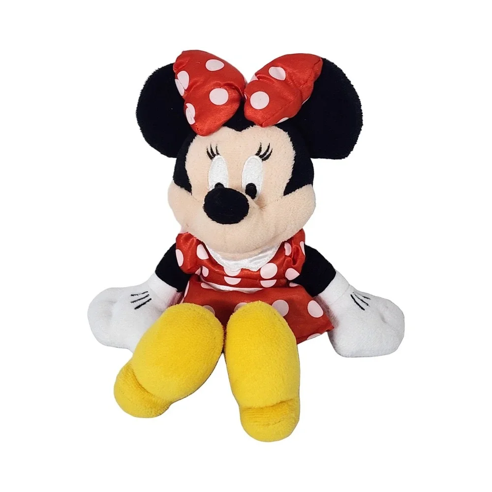 Disney Minnie Mouse Plush Stuffed Animal Red Polka Dot Dress 10 Inch Toy